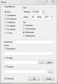 Wyłącznik/włącznik czasowy - Hibernacja komputera