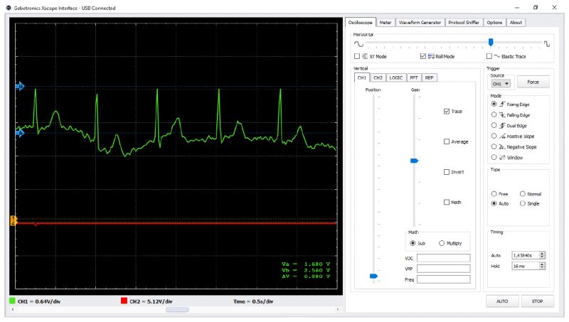 Eksperymenty EKG z monitorem pracy serca (Heart Monitor), oscylografem i OpenLog