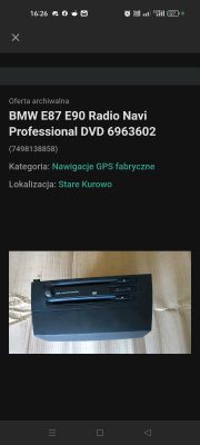Jednostka nawigacji BMW Navi Professional z napędem DVD, model 6963602