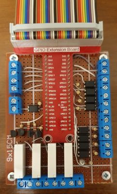 Płytka prototypowa z GPIO, przekaźnikami i transoptorami do integracji z RPi