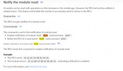Screenshot of documentation regarding module reset notification.