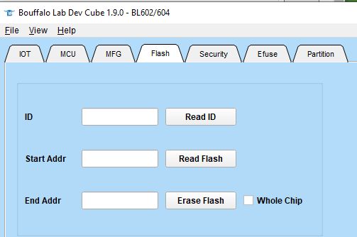User interface of Bouffalo Lab Dev Cube application with the Flash tab.