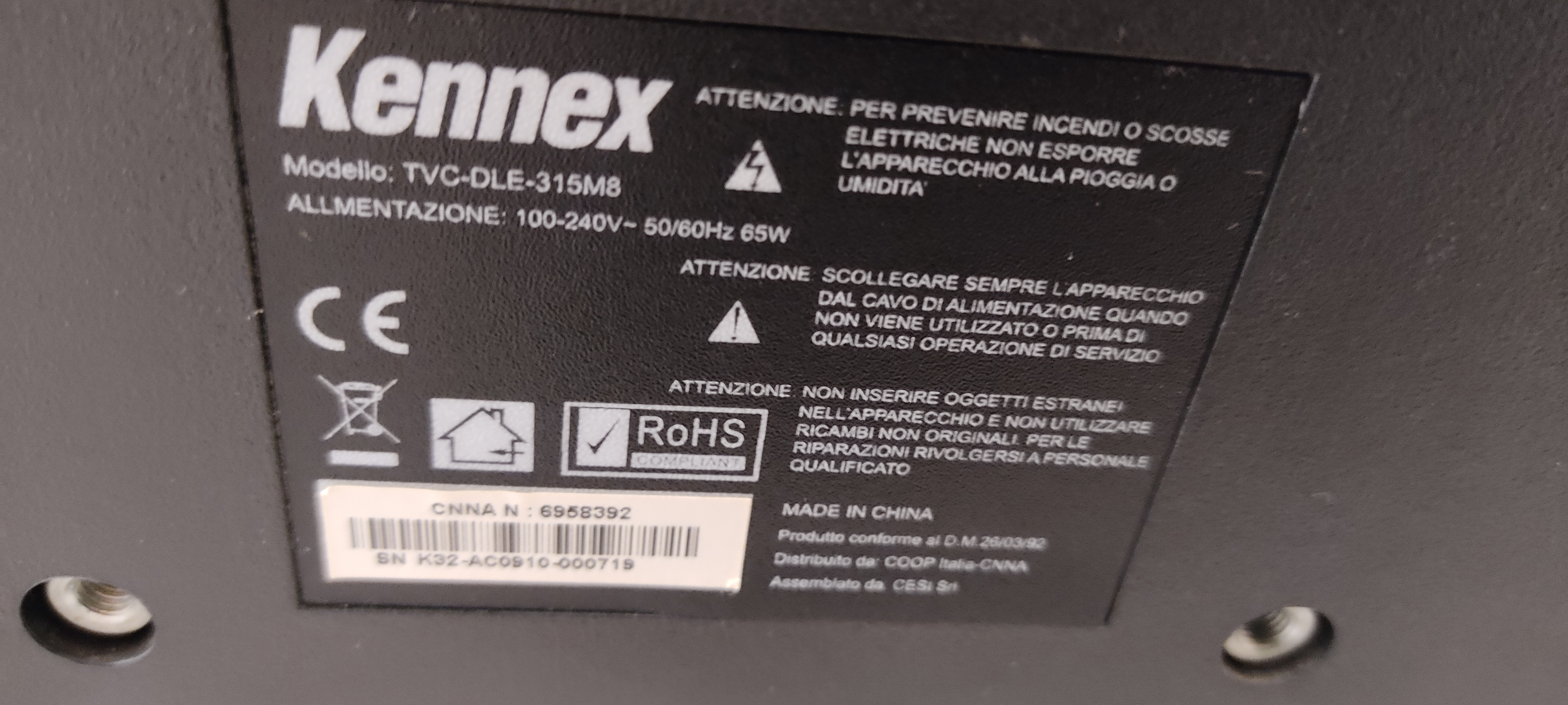 [Rozwiązano] Telewizor KENNEX TVCDLE315M8 ciągle restartuje się na logo TP.SIS231.P38, C13116,