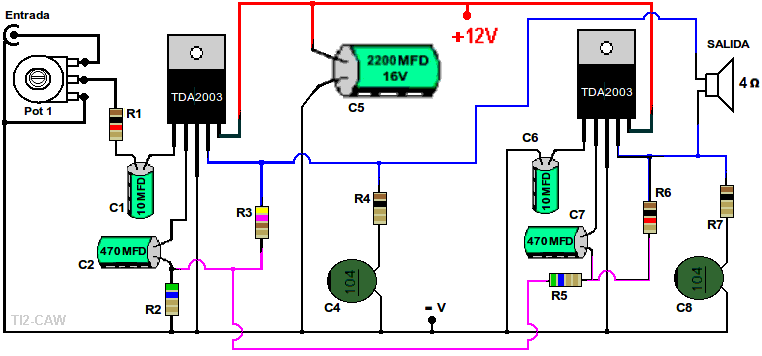 Усилитель на tda2003 схема