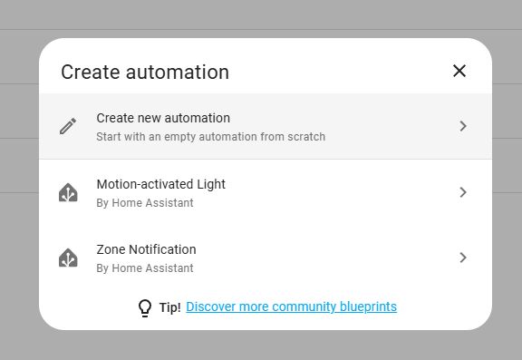 Creating Automation in Home Assistant Screenshot of the Home Assistant interface showing the create new automation menu.