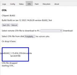 Tasmota replacement for BL602, programming, pairing with Home Assistant, now with OTA working!