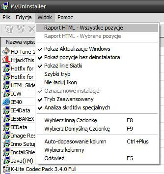 Program szpieg. Monitoring instalowanych programów.