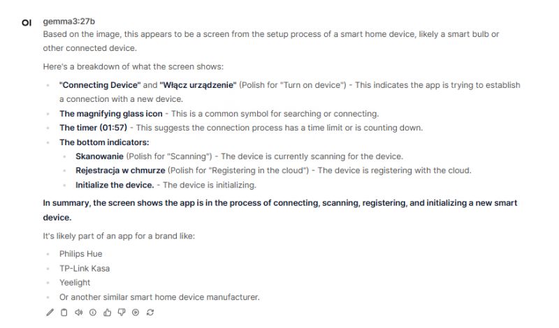 Smart Home Device Setup Screen Smart home device setup screen with connection process.