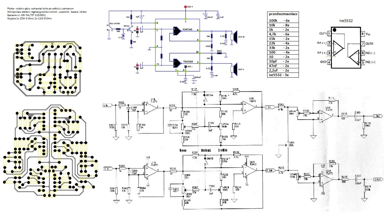 Wzmacniacz na TDA 7265 i NE 5532 prosba o sprawdzenie schematu