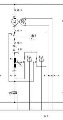 Schemat elektryczny z układem przekaźników i złączy.