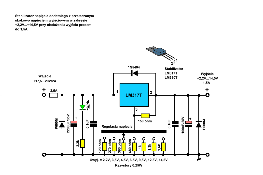 Moschnij dvuhpolyarnij stabilizator na lm317 i lm337