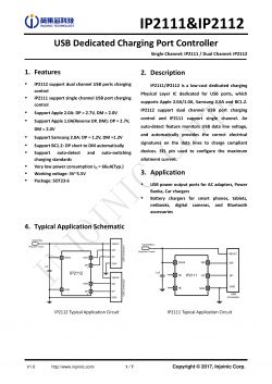 Dokumentacja kontrolera portu ładowania USB IP2111 i IP2112