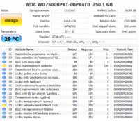 WDC WD7500BPKT-00PK4T0 - Błędy C5 w SMART po instalacji programów, gwarancja?