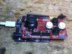 Joystick Shield on Arduino R4 WiFi Joystick Shield module mounted on Arduino R4 WiFi.