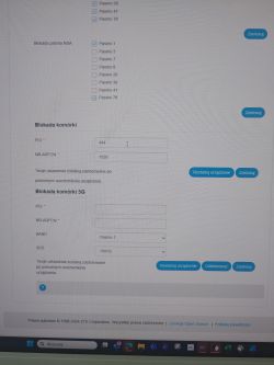 Panel routera ZTE: blokada pasma NSA i komórki, pola PCI 444 i NR-ARFCN 1599