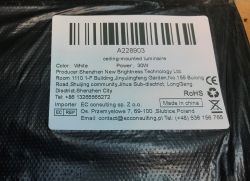 Label of ceiling lamp A228903 with product information.