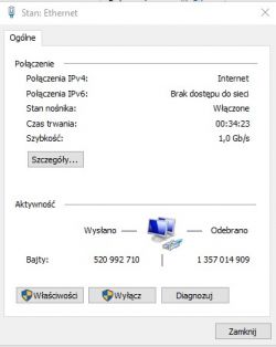 ASUS P5Q - niska prędkość LAN przy ustawieniu 300/50 Mbps, kwestia kabli T568B/A