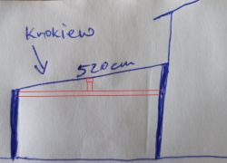 Rysunek konstrukcji z dopisaną propozycją dodatkowego wsparcia