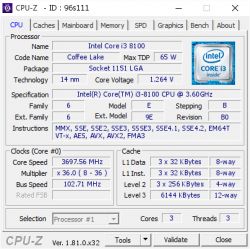Podkręcenie Procesora Intel Core i3-8100 3.60GHZ coffee