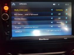 Screen of Bluethear 7025 car radio with settings menu.