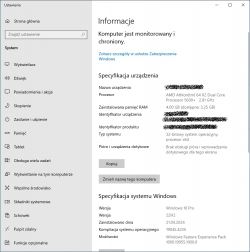 Screenshot of system settings in Windows 10 on a computer.