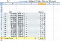 Excel - Jak użyć SUMA.JEŻELI dla tekstu OVERALL RESULT w kolumnie A?