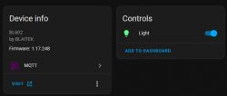 Screenshot of device info for BL602 and light control options