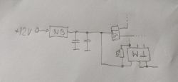 Szkic schematu elektronicznego z modułem NB, kondensatorami, LG i układem TM