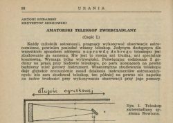 Strona czasopisma Urania z artykułem o budowie amatorskiego teleskopu zwierciadlanego