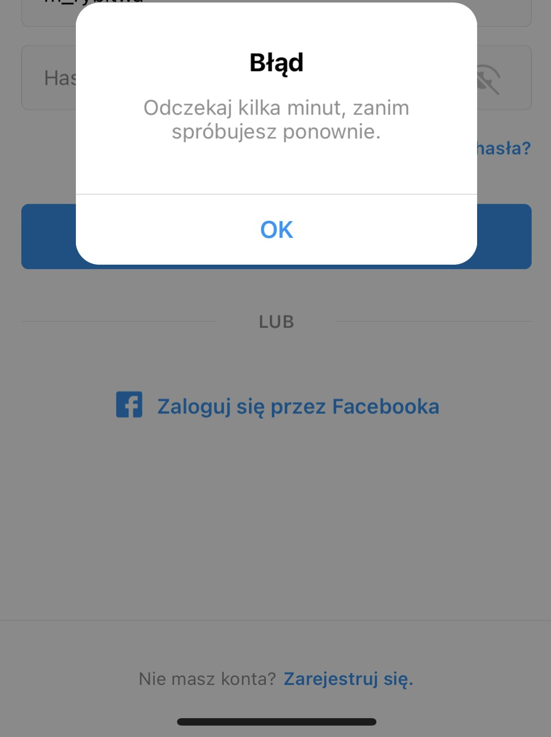 Message Odczekaj Kilka Minut Zanim Spróbujesz Ponownie Status Fail Błąd Instagram- odczekaj i spróbuj ponownie za kilka minut