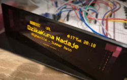 Internet radio display showing station name and song title