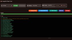 Screenshot of EasyGUI Flash Tool with progress bar and flashing operation log