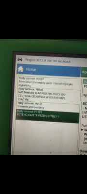 Wyświetlacz diagnostyczny z kodami usterek dla Peugeot 307.