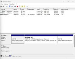Windows Disk Management panel showing three partitions on Disk 0
