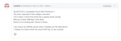Screenshot of a comment by user valekCN on GitHub reporting an issue with the BK7231N device freezing after activating power saving mode.