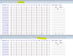 Screenshot showing a utility window displaying a test hexadecimal dump from a Cozylife LN device.