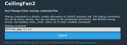 Startup Command Configuration in CeilingFan2 Application Interface for setting startup command in CeilingFan2