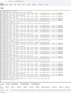 Application interface logs showing data and operations on the server.