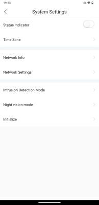 Screenshot of the system settings screen in a mobile app showing various configuration options.