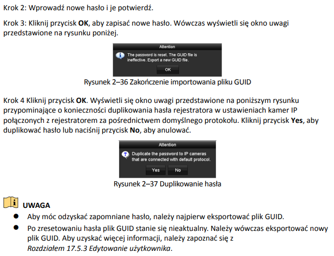 Hikvision DVR8CH2MP reset do ustawień fabrycznych, gdy brak pliku GUID