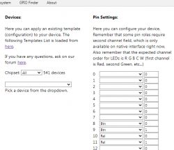 Configuration Interface of the OpenBeken IoT Simulator Screenshot of the configuration interface for the OpenBeken IoT simulator.