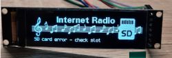 Display showing SD card error message on a radio device.