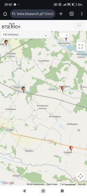 Mapa z lokalizacjami stacji bazowych w okolicy miejscowości Krąpiel