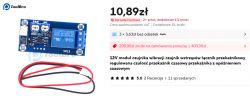 Moduł czujnika wibracji z przewodami na białym tle i ceną.
