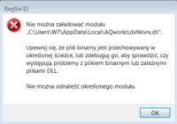 Windows 7 - Regsvr32 - Nie można załadować modułu.