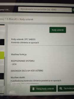 Dacia Dokker 1.5 dCi 2015 – kontrolka TPMS mruga po rozładowaniu akumulatora