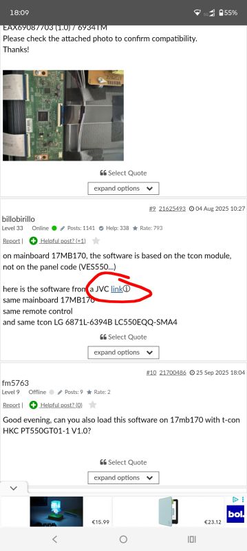 Firmware Request for Toshiba 55UA2B63DG TV, Main Board 17MB170, Panel VES550QNDH