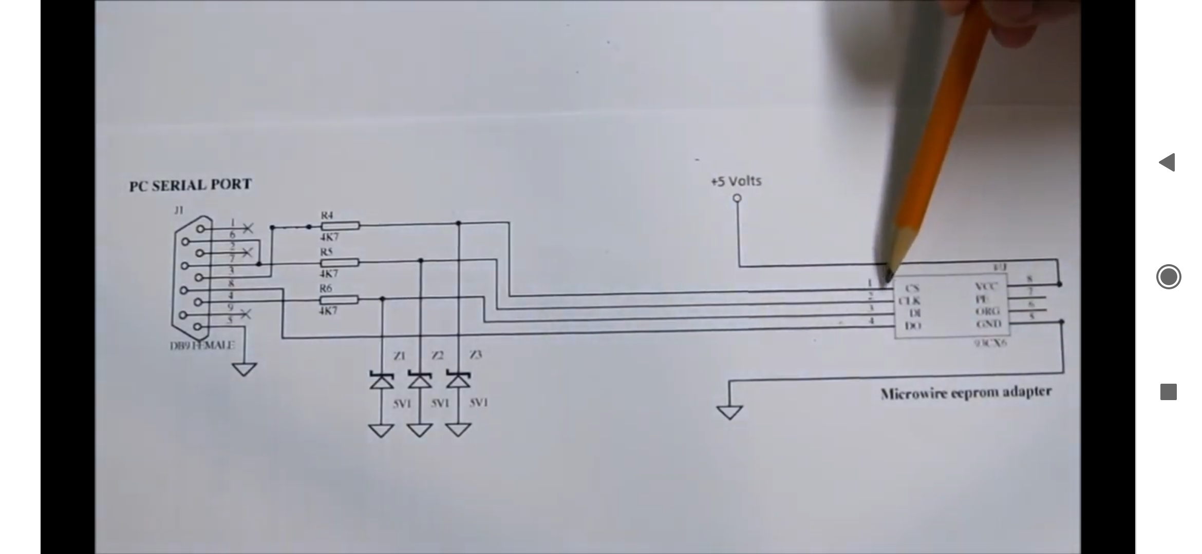 Schemat podłączenia pamięci EEPROM L56R do portu COM w PC