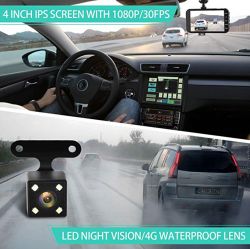FHD 1080p Car Dash camera - Tylna kamera 720P nagrywa obrazy lustrzane.
