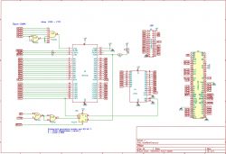 Schemat elektroniczny układu z generatorem znaków w RAM i przełącznikiem wyboru źródła znaków.